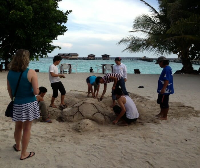 Building the sand turtle