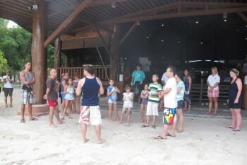 Stevae rounding up the troops! and getting everyone keen for the beach clean!